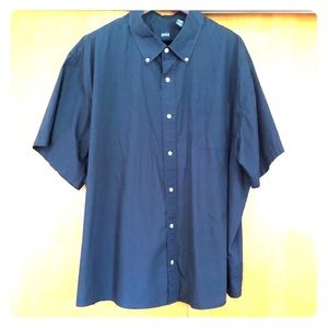 Basic Editions Button Short Sleeve Blue Shirt 4XL